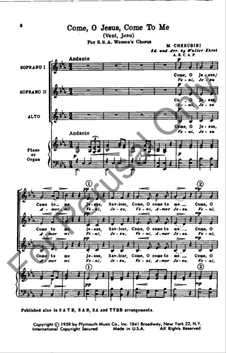 Come, O Jesus, Come To Me SSA scores gallery preview page 2