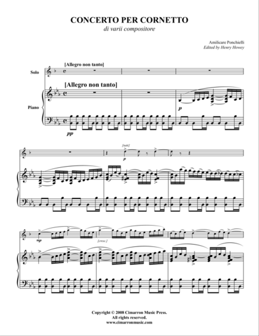 Concerto per Cornetto Op. 198, Partitura N. 184 Cornet scores gallery preview page 1