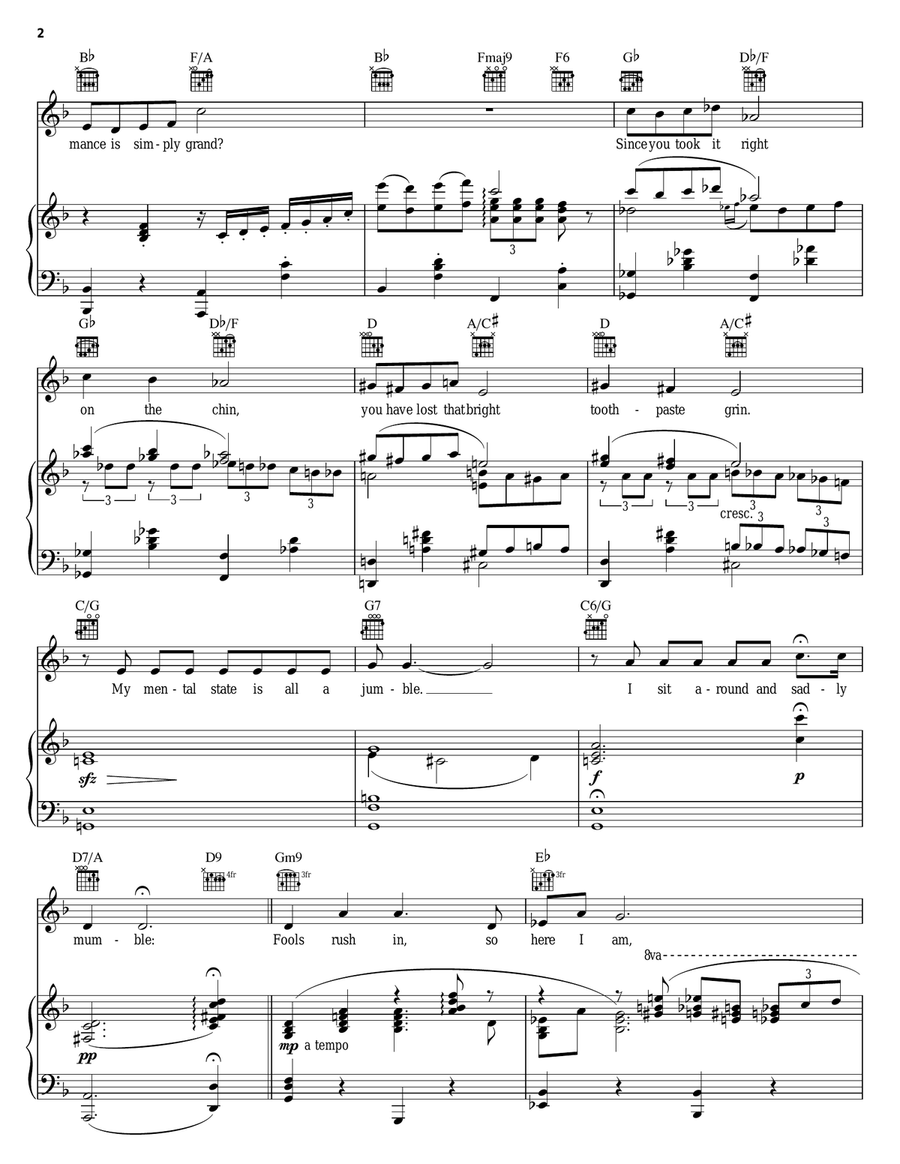 Glad To Be Unhappy Piano, Vocal, Guitar scores gallery preview page 2