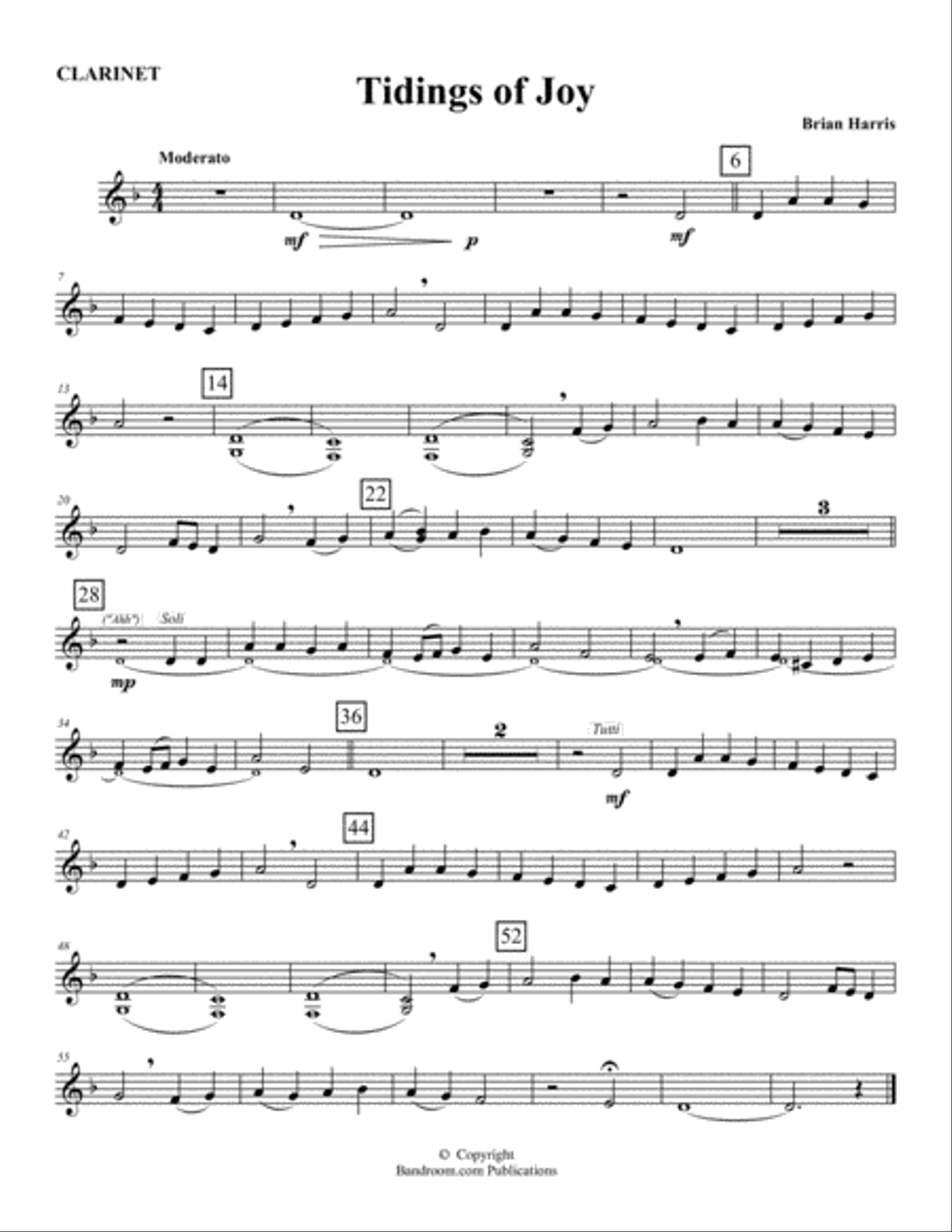 TIDINGS OF JOY (young concert band - Easy - score, parts, & license to copy) image number null