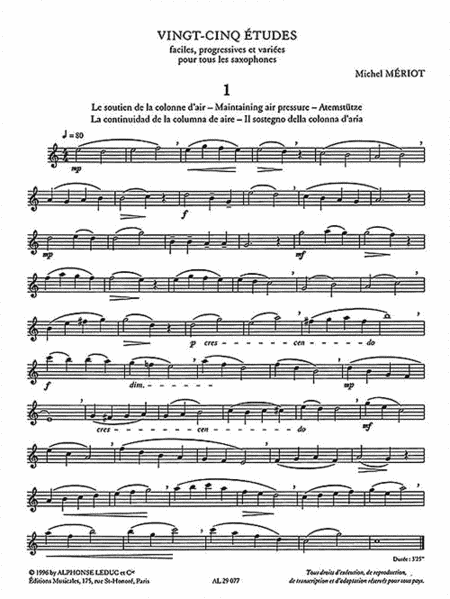 25 Etudes Faciles, Progressives Et Variees (saxophone)