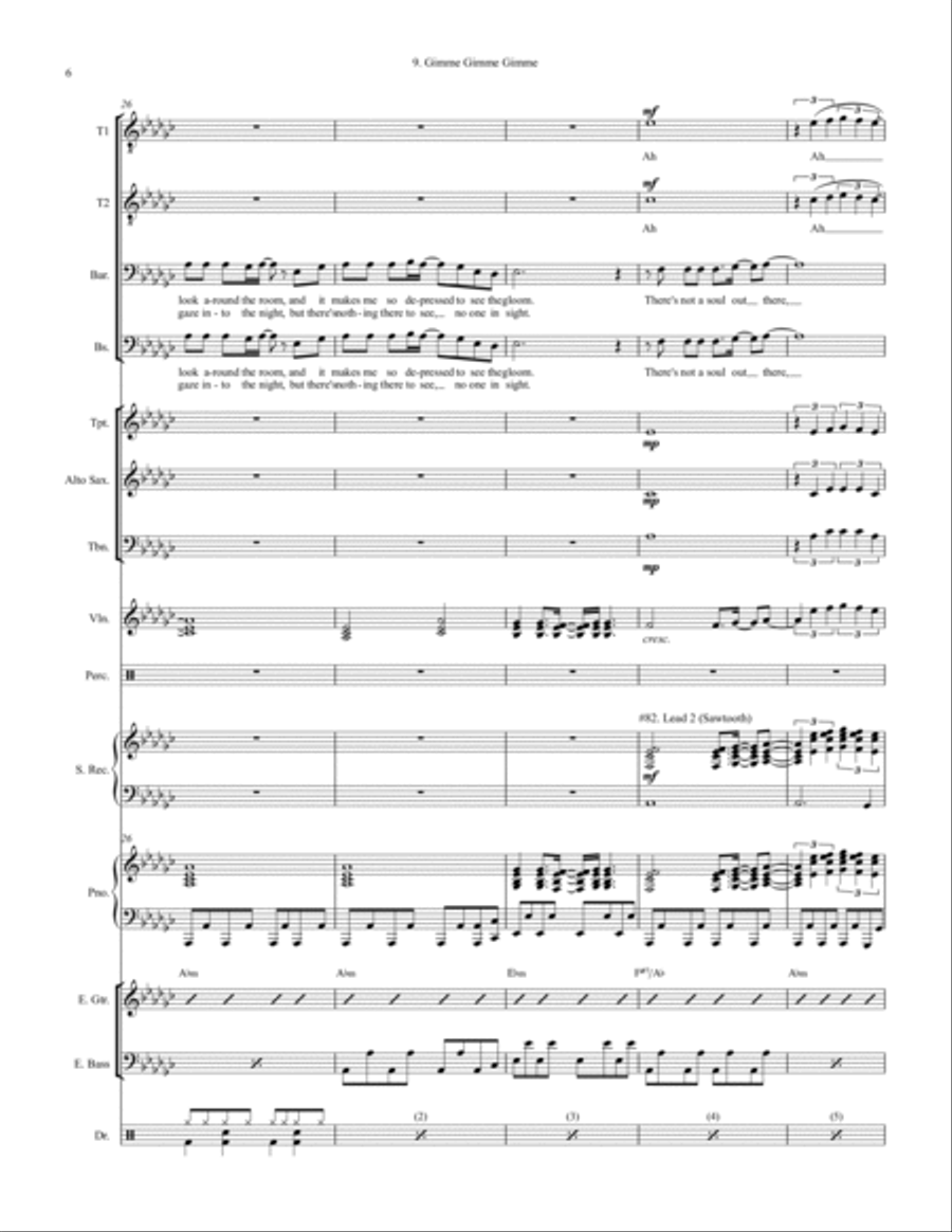Gimme! Gimme! Gimme! (a Man After Midnight) Large Ensemble scores gallery preview page 6