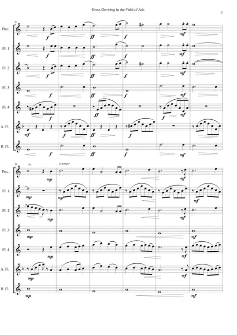 The Grass is Growing for flute choir Flute Choir scores gallery preview page 3