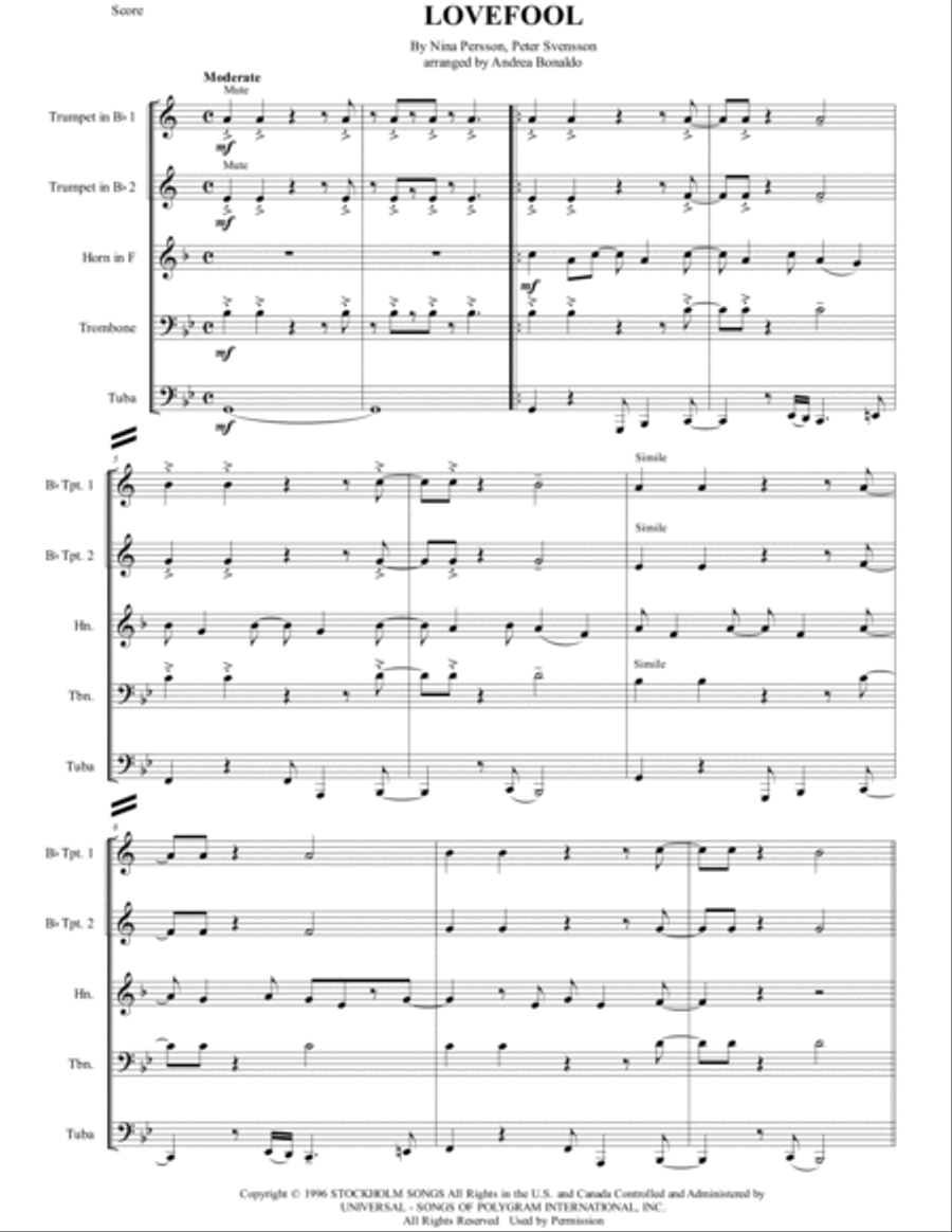 Lovefool Lovefool Brass Ensemble scores gallery preview page 4