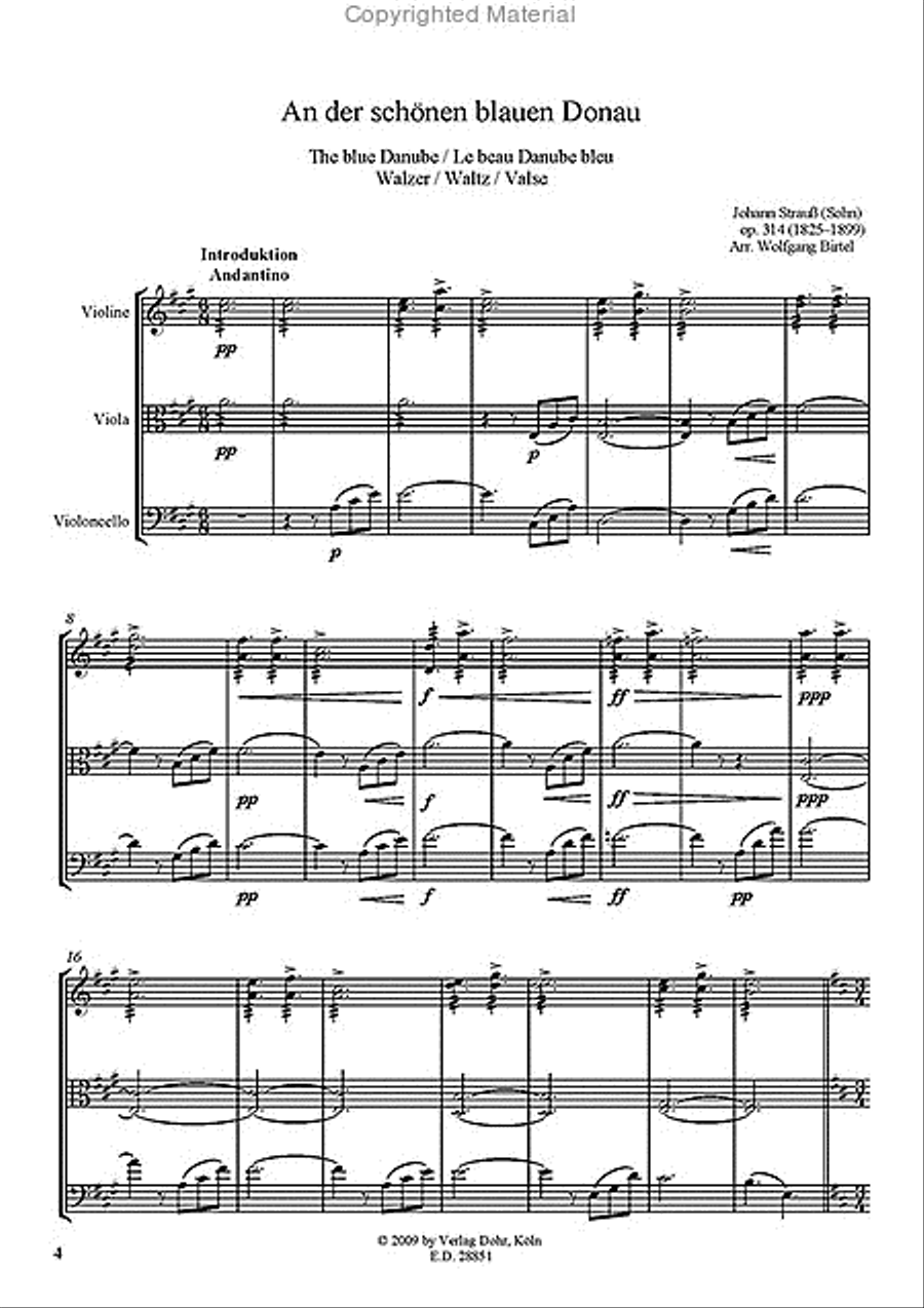 An der schönen blauen Donau op. 314 -Walzer- (für Streichtrio) String Trio scores gallery preview page 2