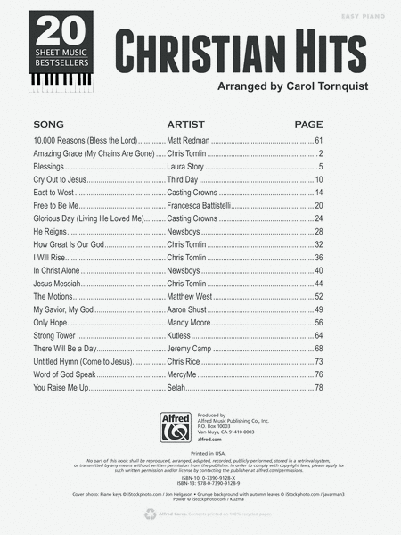 20 Sheet Music Bestsellers -- Christian Hits