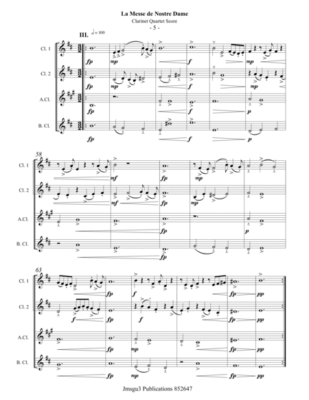 Machaut: La Messe de Nostre Dame for Clarinet Quartet - Score Only image number null