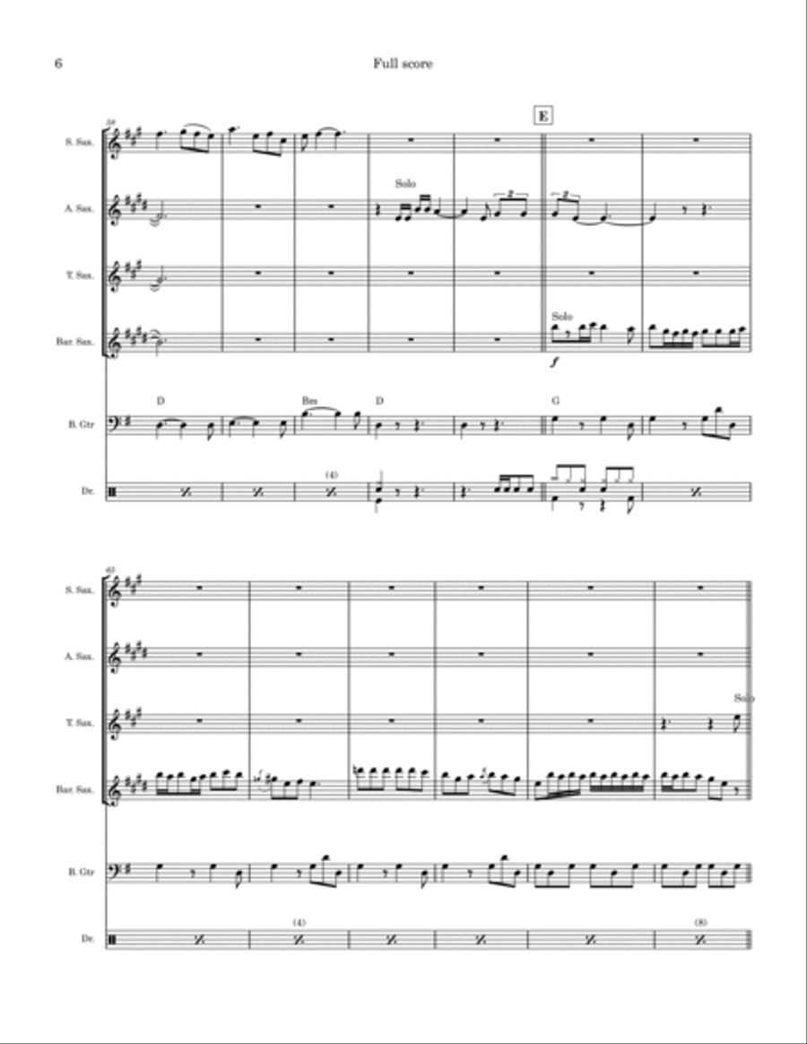Dedicated To The One I Love Saxophone Quartet scores gallery preview page 6