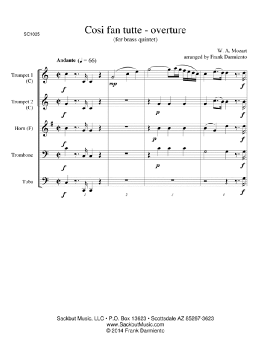 Cosi fan tutte Overture Brass Ensemble scores gallery preview page 2