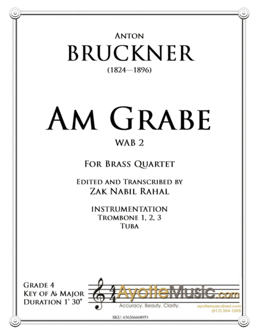 Bruckner - Am Grabe (WAB 2) transcribed for 3 Trombones & Tuba - Score and Parts image number null