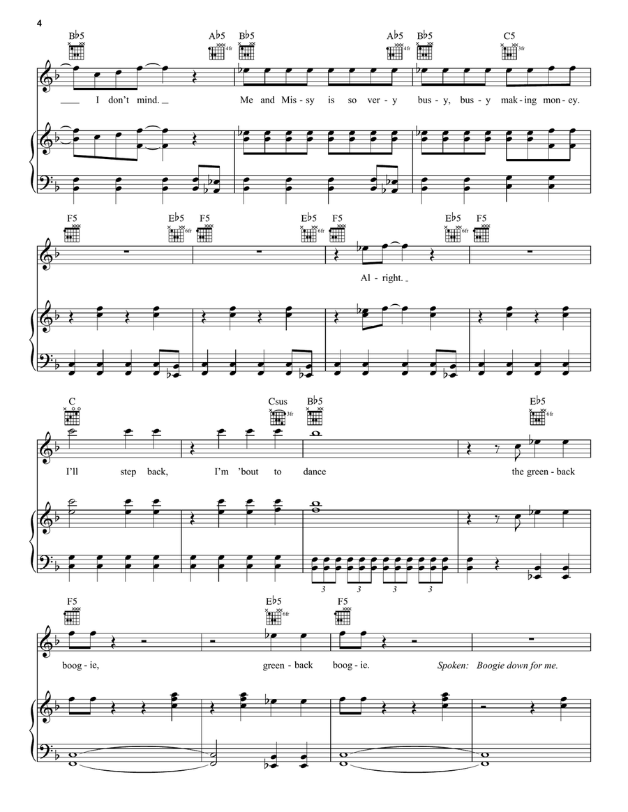 Greenback Boogie (Theme from Suits) Piano, Vocal, Guitar scores gallery preview page 4