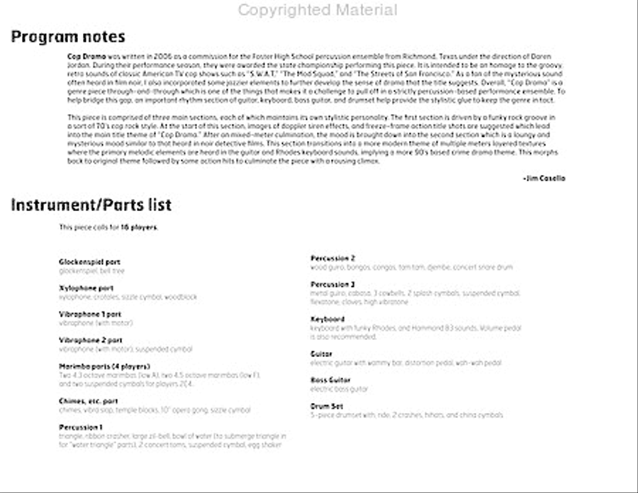 Cop Drama Percussion Ensemble scores gallery preview page 3