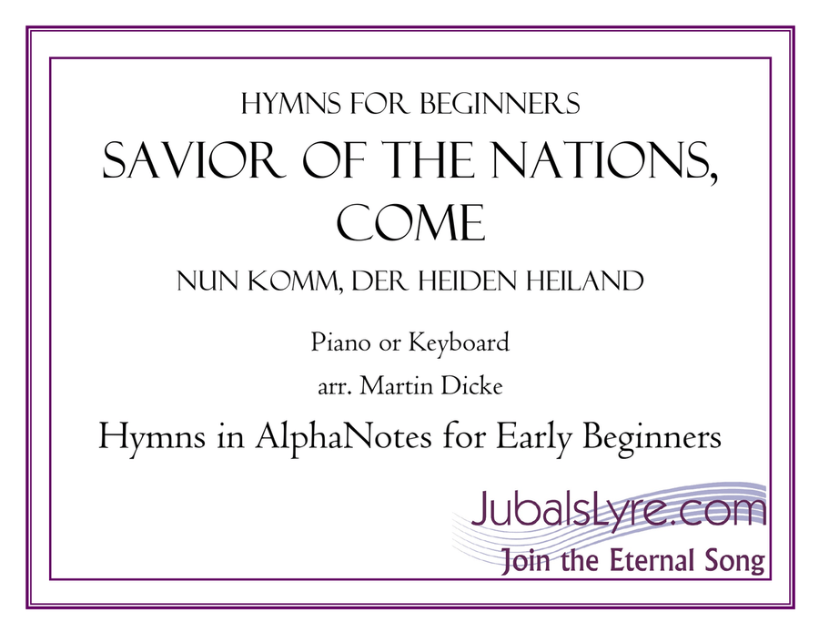 Savior of the Nations, Come (Hymns for Beginners) Piano Method scores gallery preview page 1