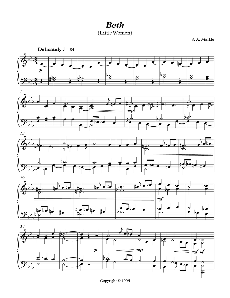 Beth (Little Women) for Piano solo Piano Method scores gallery preview page 1
