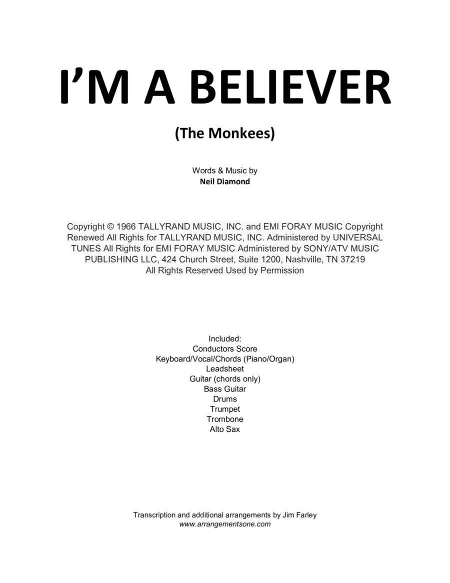 I'm A Believer Small Ensemble scores gallery preview page 1