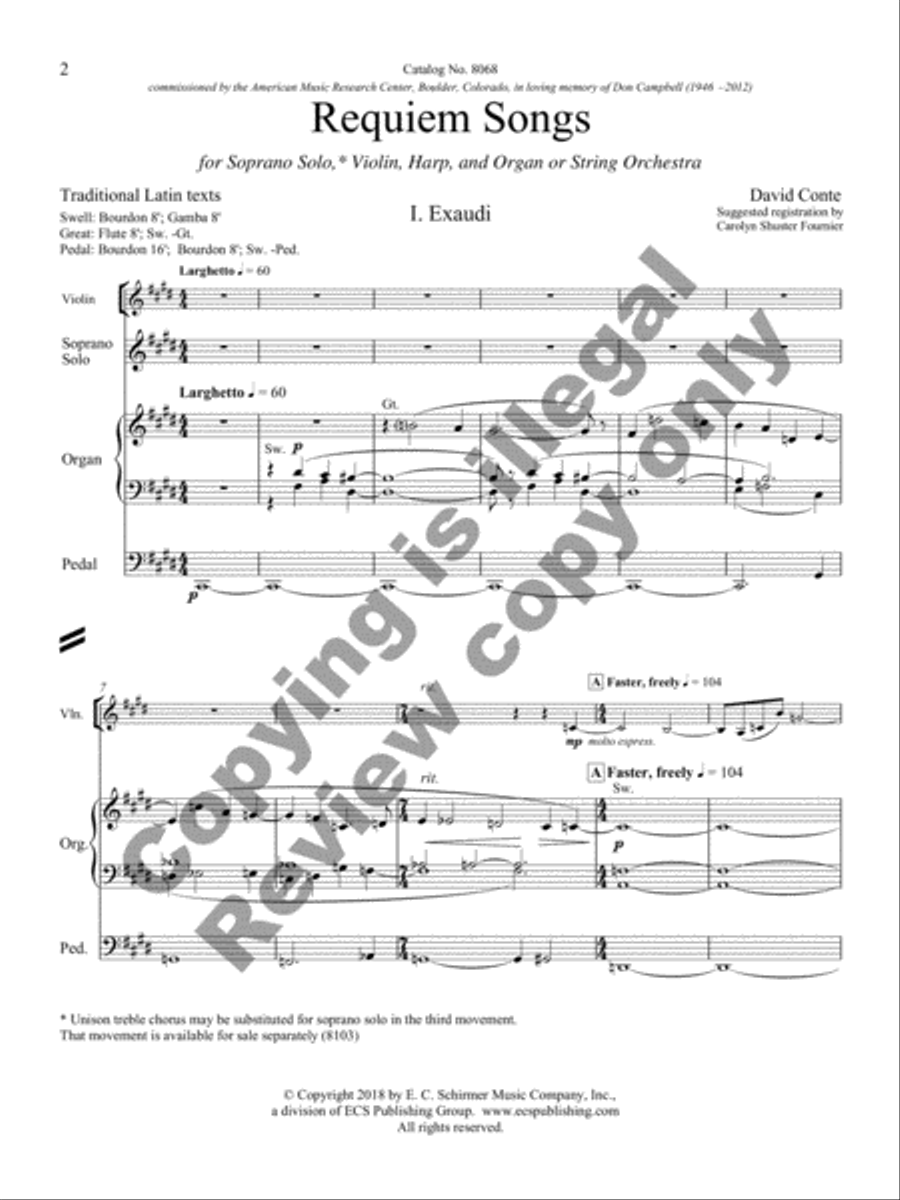 Requiem Songs (Full/Vocal Score for Chamber Version) image number null