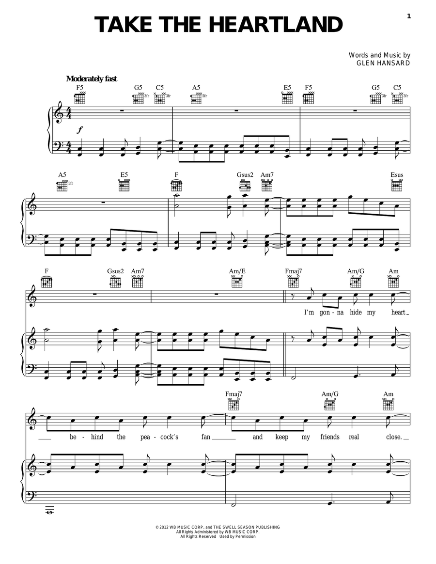 Take The Heartland Piano, Vocal, Guitar scores gallery preview page 1