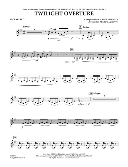 Twilight Overture (from The Twilight Saga: Breaking Dawn Part 2) - Bb Clarinet 3