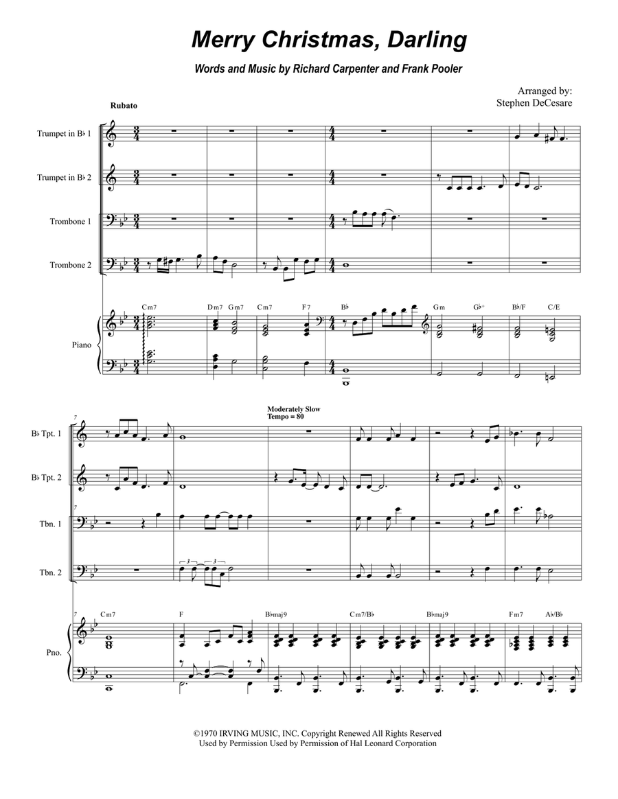 Merry Christmas, Darling Brass Ensemble scores gallery preview page 1
