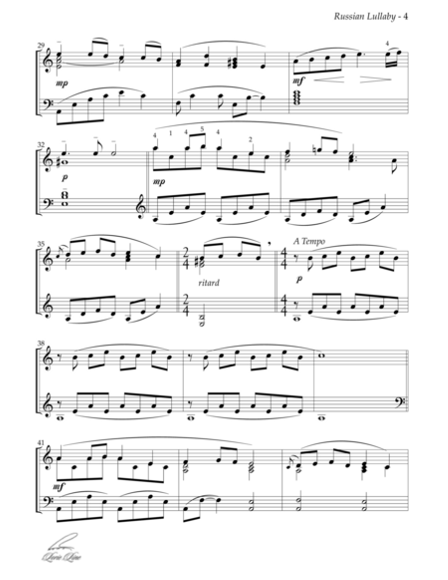 The Russian Lullaby Piano Solo scores gallery preview page 4
