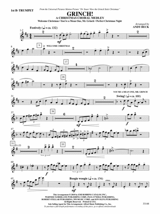 Grinch! A Christmas Choral Medley (from the motion picture Dr. Seuss' How the Grinch Stole Christmas): 1st B-flat Trumpet