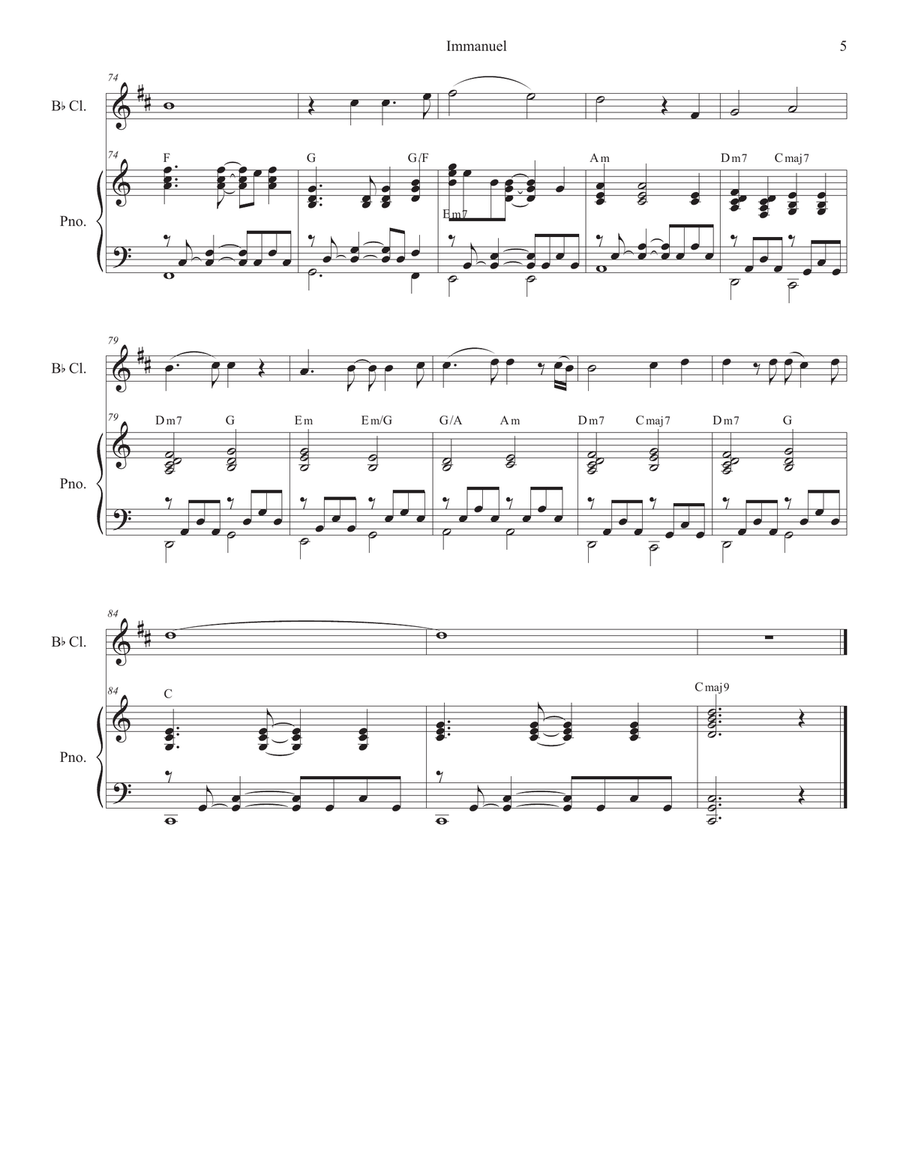Immanuel Clarinet Solo scores gallery preview page 5