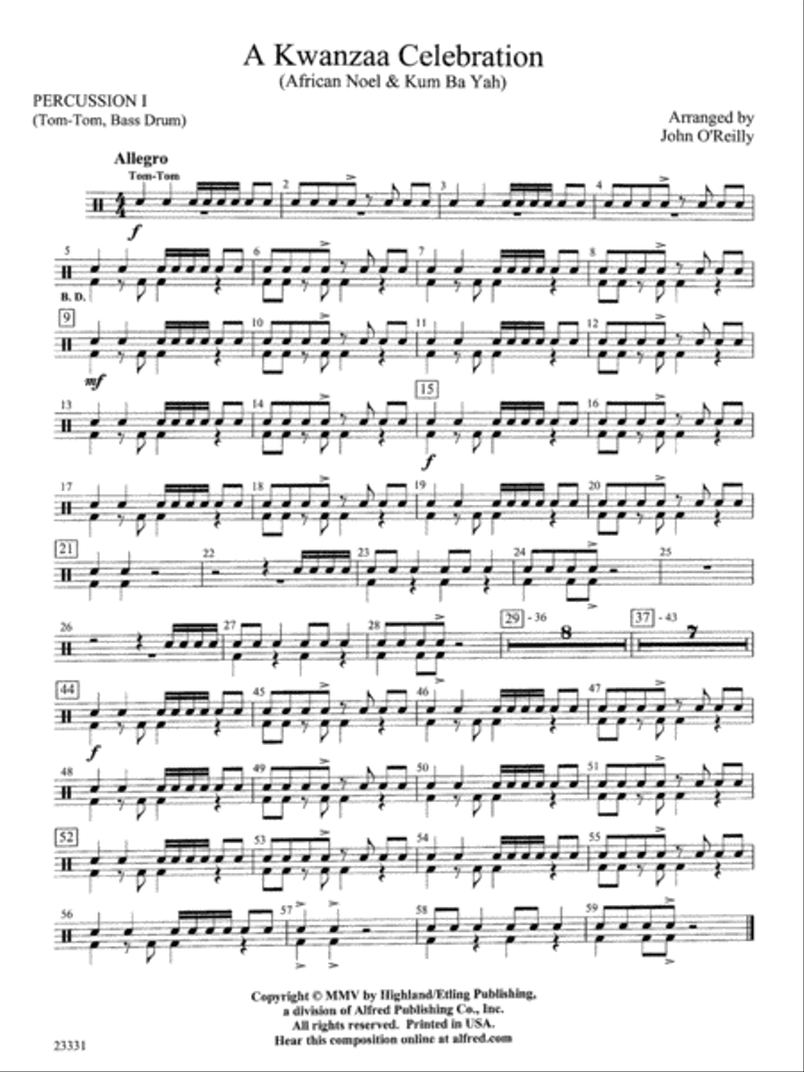 A Kwanzaa Celebration: 1st Percussion String Orchestra scores gallery preview page 1