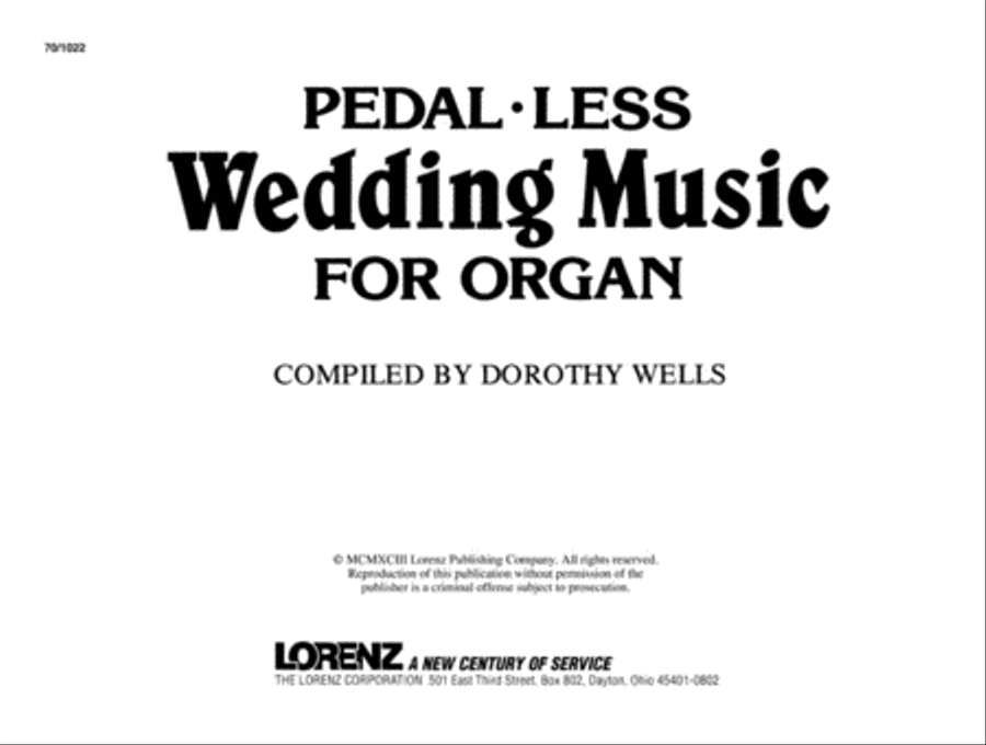 Pedal-less: Wedding Music For Organ