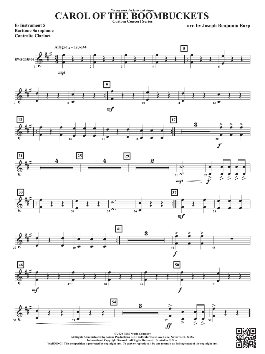 Carol of the Boombuckets: Part 5 - E-flat Instruments E-Flat Instrument scores gallery preview page 1