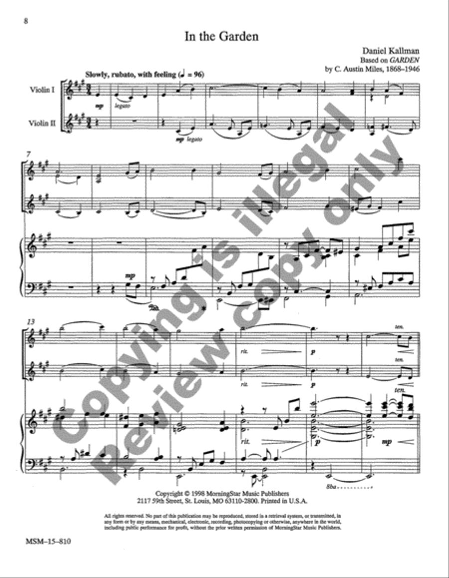 Two Hymns for Two Violins and Piano Violin scores gallery preview page 6