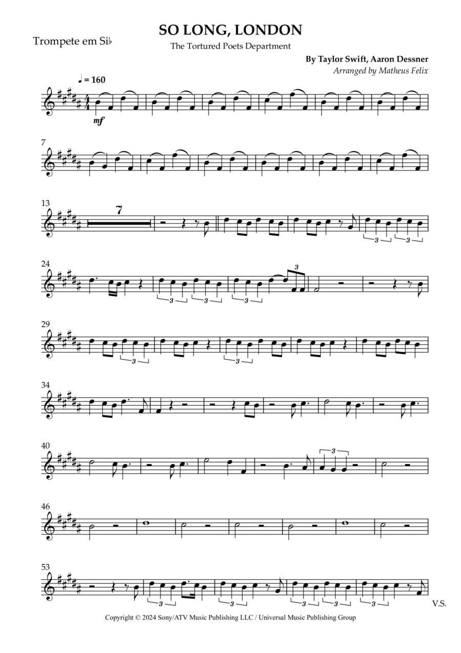 So Long, London So Long, London B-Flat Trumpet scores gallery preview page 1