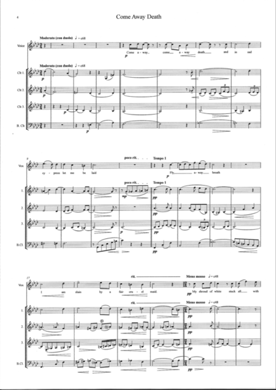 Songs from 12th Night Clarinet Quartet scores gallery preview page 3