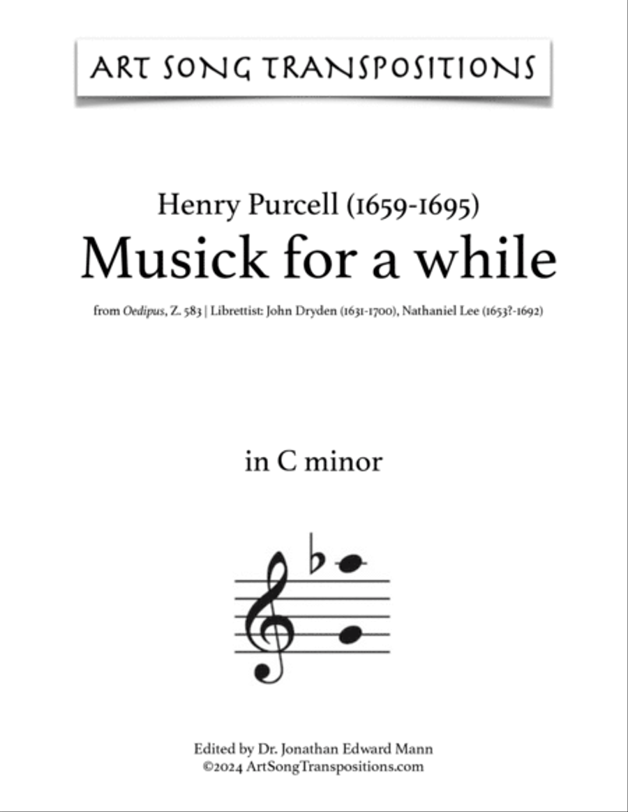 PURCELL: Musick for a while (in 9 keys: C-sharp, C, B, B-flat, A, A-flat, G, F-sharp, and F minor)