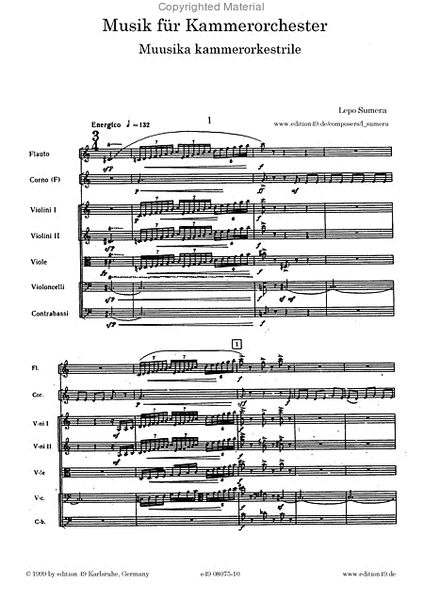Musik fur Kammerorchester / Music for chamber orchestra