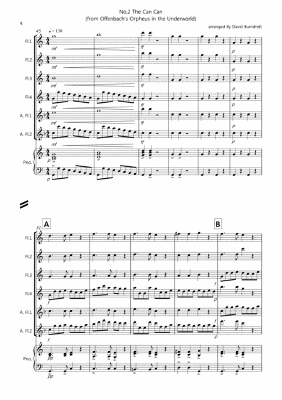 The Can Can for Flute Quartet Flute Quartet scores gallery preview page 4