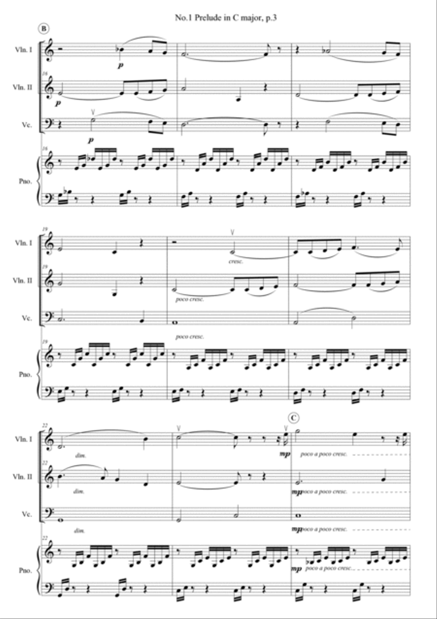 Bach Prelude in C major for 1vn,2vc,pno Piano Trio scores gallery preview page 3