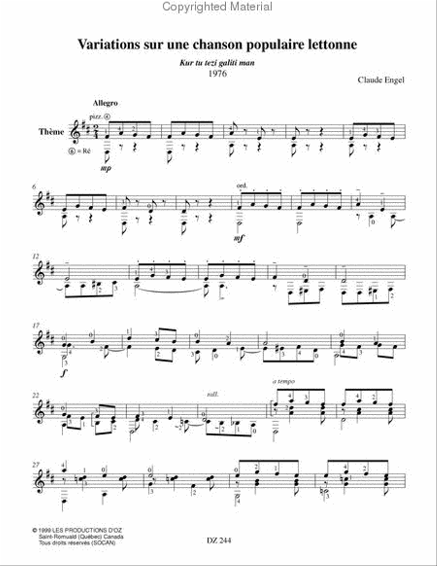 Variations sur une chanson populaire lettonne Classical Guitar scores gallery preview page 2