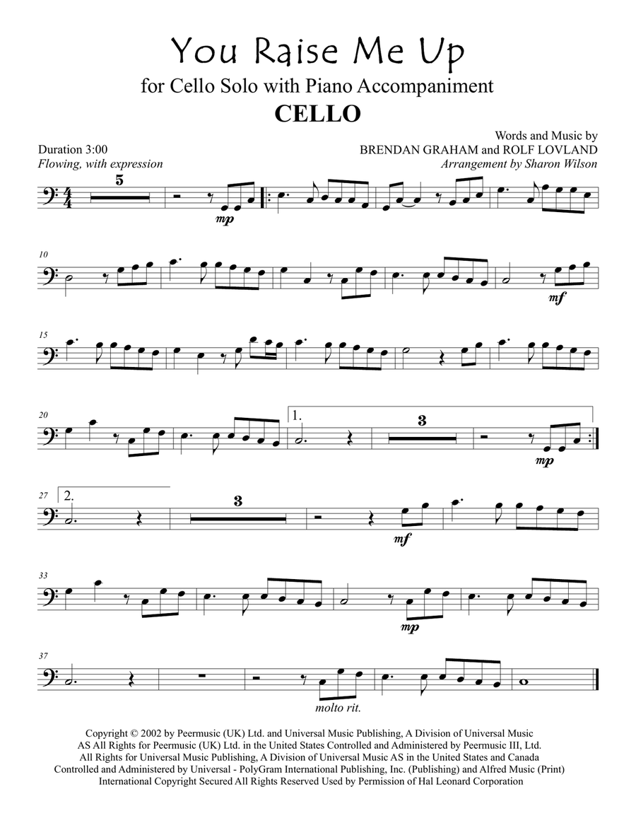 You Raise Me Up Piano scores gallery preview page 1