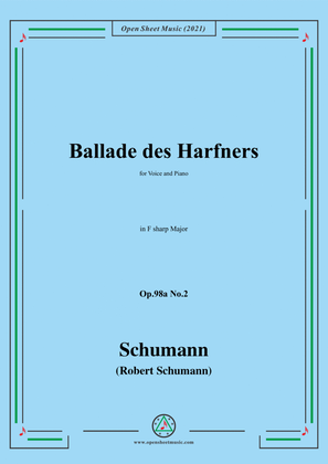 Book cover for Schumann-Ballade des Harfners,Op.98a No.2,in F sharp Major