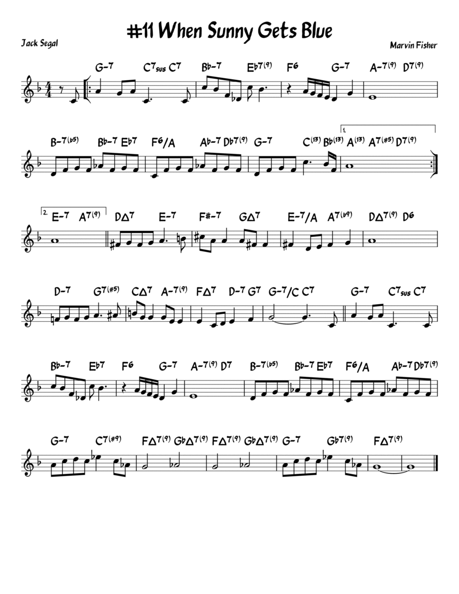 When Sunny Gets Blue Piano scores gallery preview page 1
