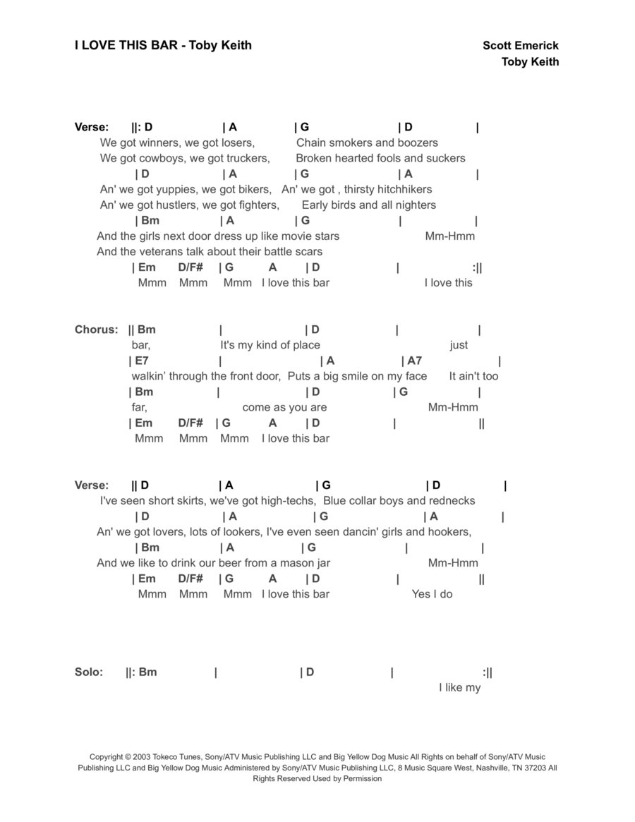 I Love This Bar Electric Guitar scores gallery preview page 1