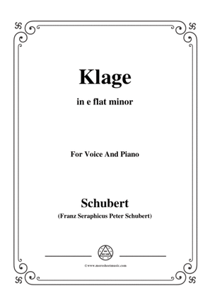 Book cover for Schubert-Klage,in e flat minor,for Voice&Piano