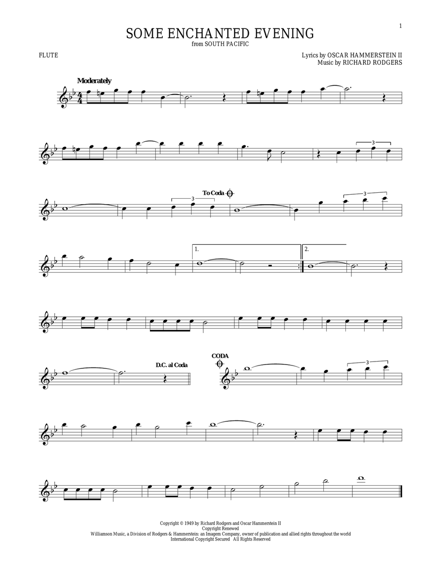 Some Enchanted Evening Some Enchanted Evening Flute Solo scores gallery preview page 1