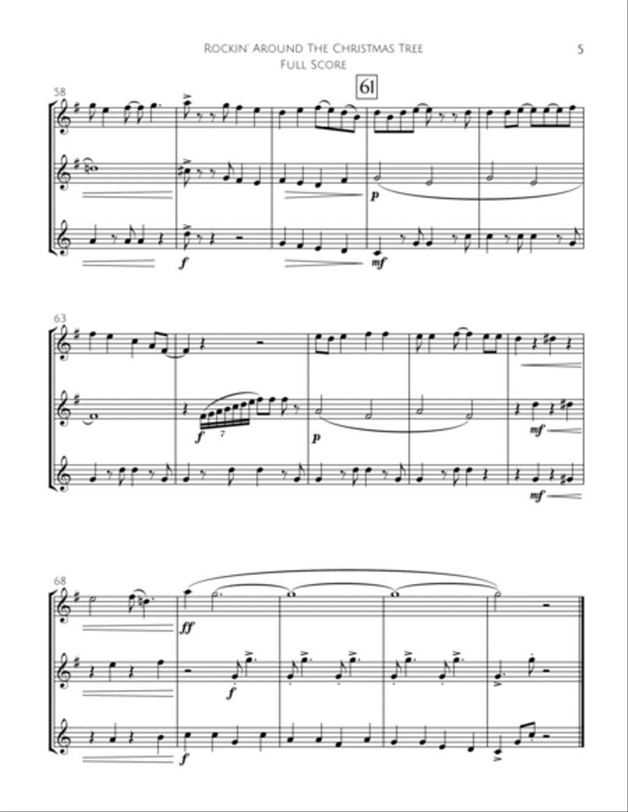 Rockin' Around The Christmas Tree Woodwind Trio scores gallery preview page 6