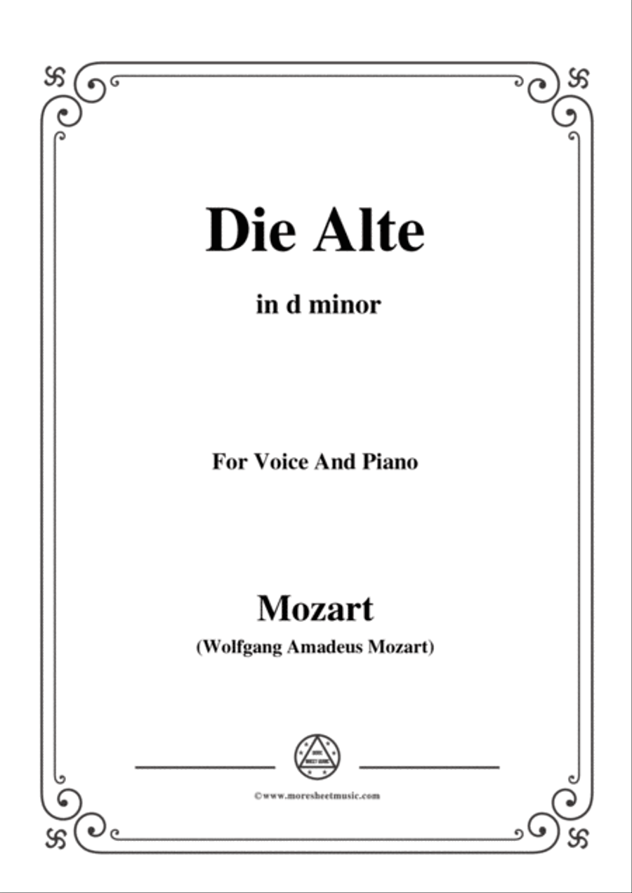 Mozart-Die alte,in d minor,for Voice and Piano Voice Solo scores gallery preview page 1