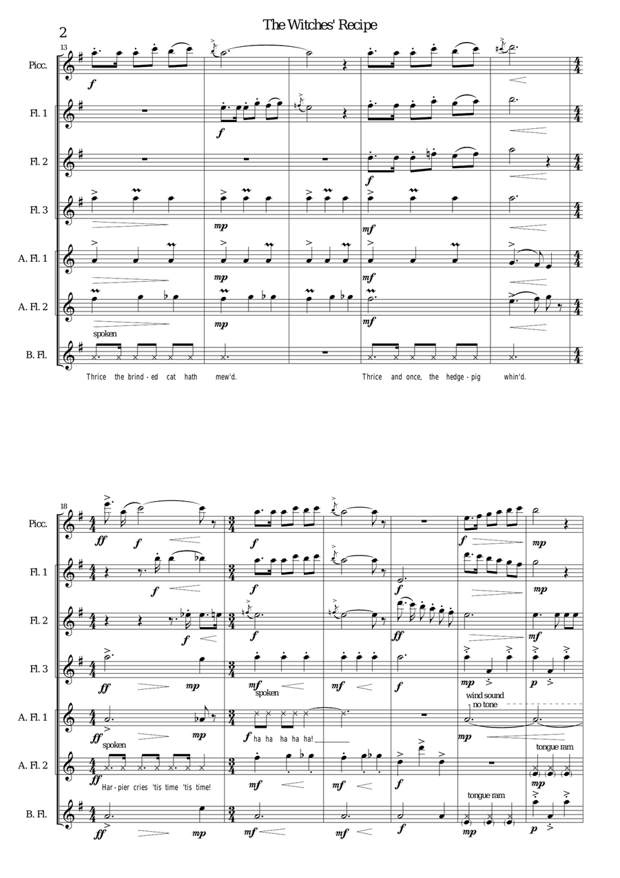 The Witches' Recipe for Flute Choir with special effects Flute Choir scores gallery preview page 2