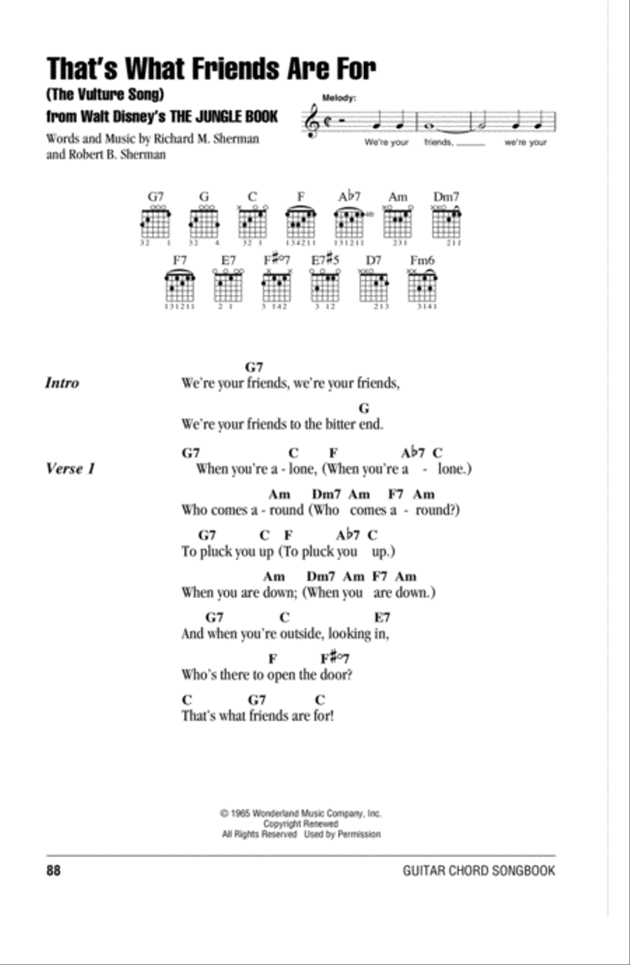 That's What Friends Are For (The Vulture Song) (from The Jungle Book) Acoustic Guitar scores gallery preview page 1