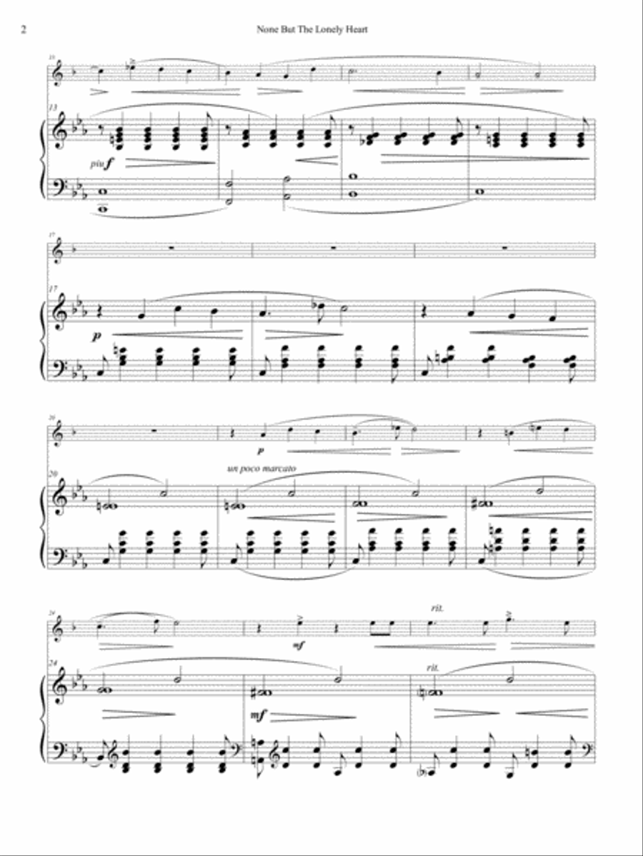 Tchaikovsky: None But The Lonely Heart for Clarinet and Piano Clarinet Solo scores gallery preview page 2