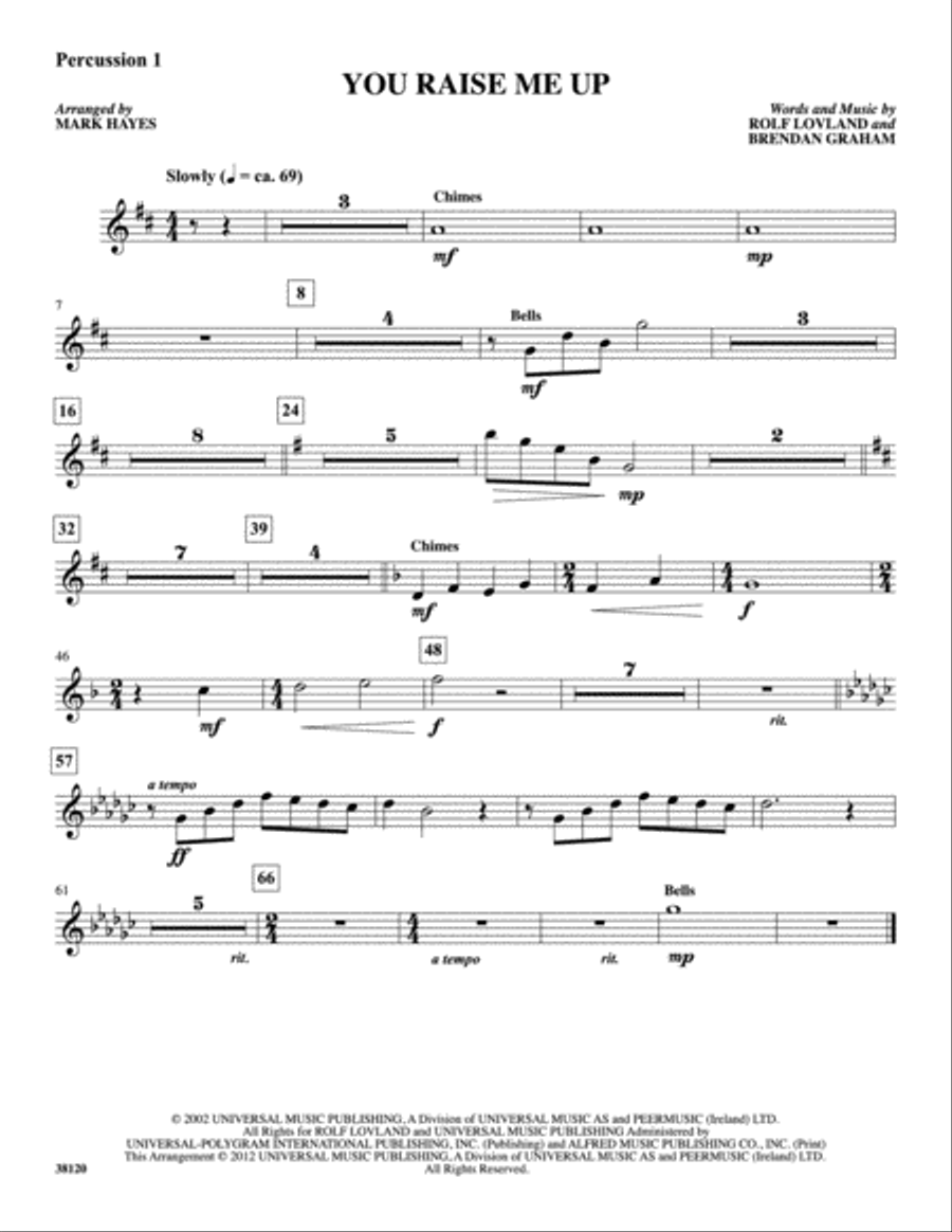 You Raise Me Up: 1st Percussion Percussion scores gallery preview page 1
