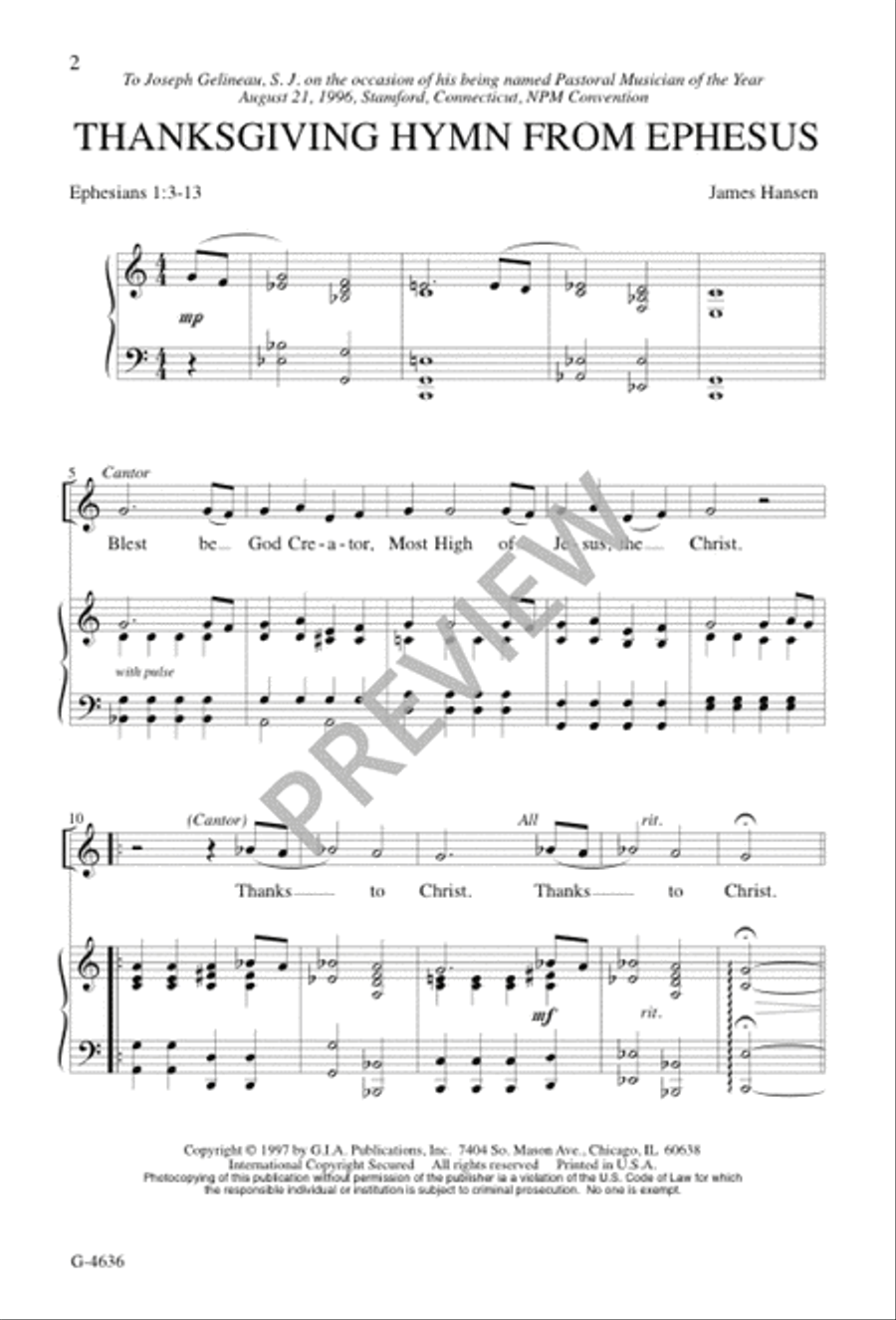 Thanksgiving Hymn from Ephesus 4-Part scores gallery preview page 1